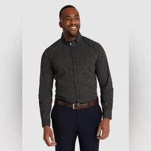 Johnny Bigg Men’s BLACK HENRY MICRO PRINT STRETCH SHIRT Big & Tall 4XL NEW